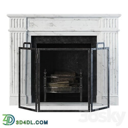 Classic fireplace white marble 