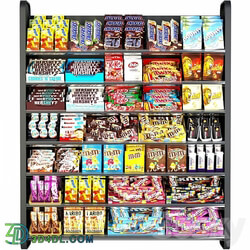 Shelf in the supermarket with sweets. Chocolate 3D Models 