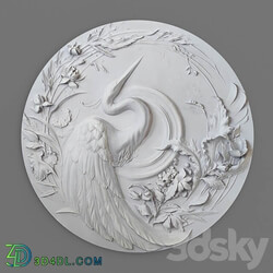 Panel with a heron bas relief 3D Models 