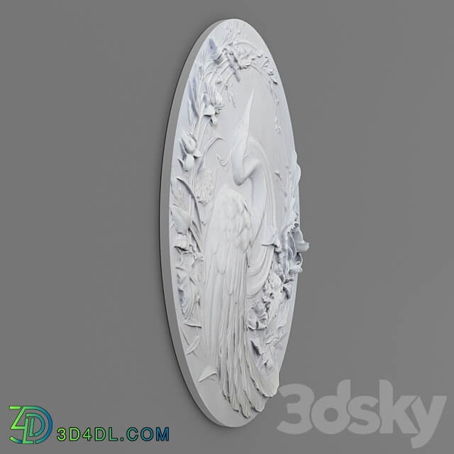 Panel with a heron bas relief 3D Models