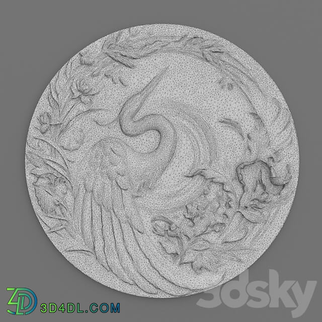 Panel with a heron bas relief 3D Models