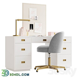 RH AVALON STORAGE DESK ALESSA UPHOLSTERED DESK CHAIR 