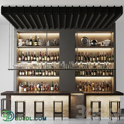 Design project of a bar with wine and sparkling. Alcohol collection. Bar 3D Models 