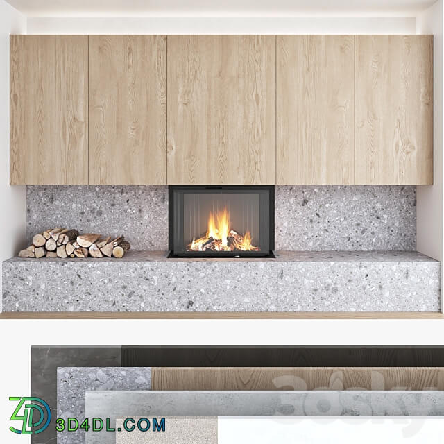Decorative wall with fireplace set 10