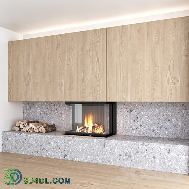 Decorative wall with fireplace set 10