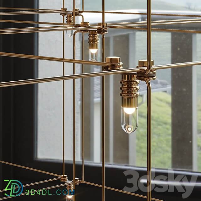 Pendant light QUASAR UNIVERSE SQUARE TRIPLE SUSPENSION LAMP 87 5 cm