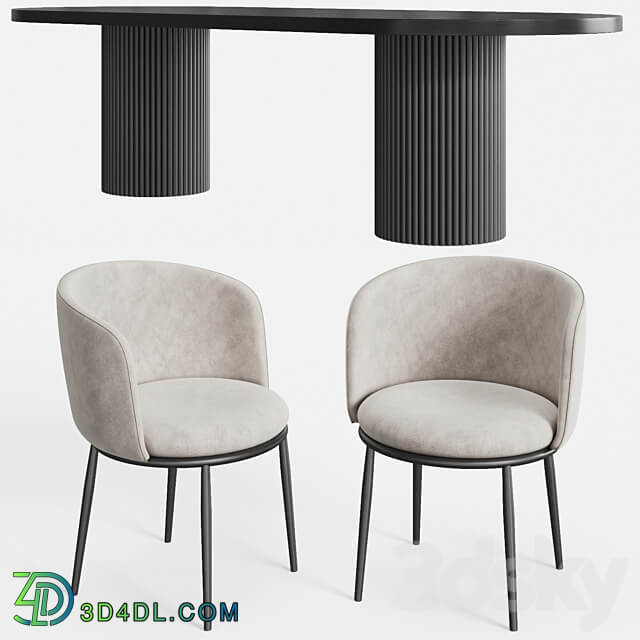 GLOBEWEST Benjamin Ripple table and Filmore dining chair Eichholtz Table Chair 3D Models 3DSKY