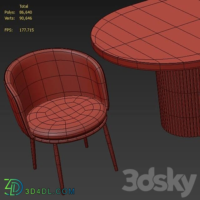 GLOBEWEST Benjamin Ripple table and Filmore dining chair Eichholtz Table Chair 3D Models 3DSKY