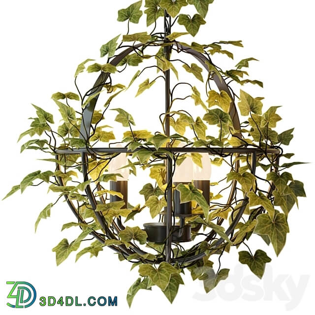 Vintage industrial spherical chandelier with ivy Pendant light 3D Models 3DSKY