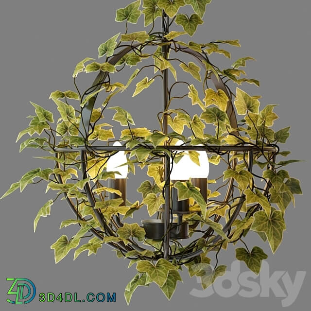 Vintage industrial spherical chandelier with ivy Pendant light 3D Models 3DSKY