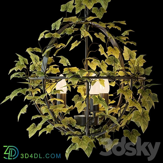 Vintage industrial spherical chandelier with ivy Pendant light 3D Models 3DSKY