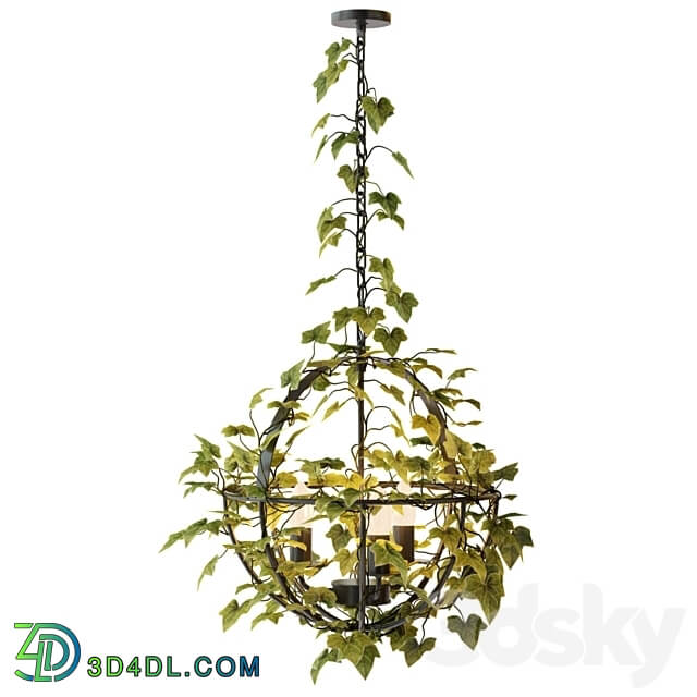 Vintage industrial spherical chandelier with ivy Pendant light 3D Models 3DSKY