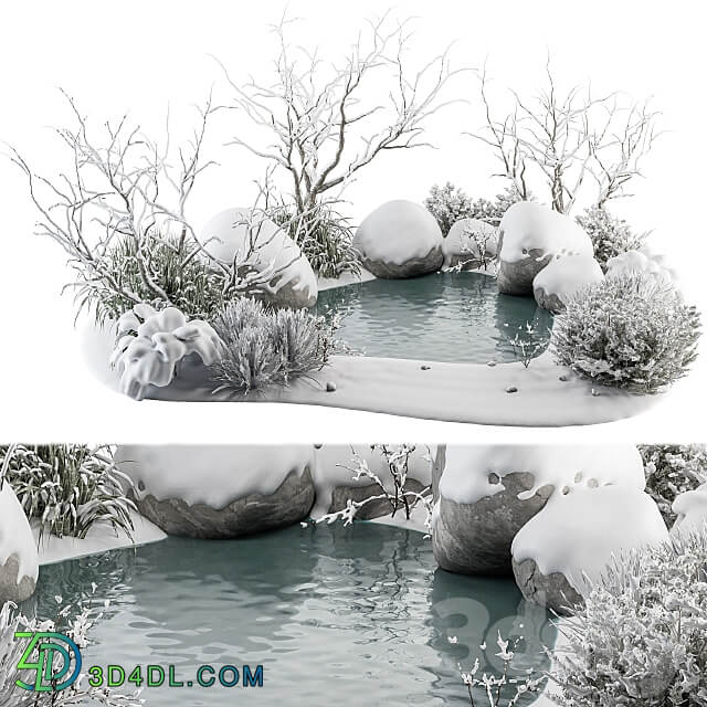 Landscape Furniture Snowy Lake Set 48 C Other 3D Models