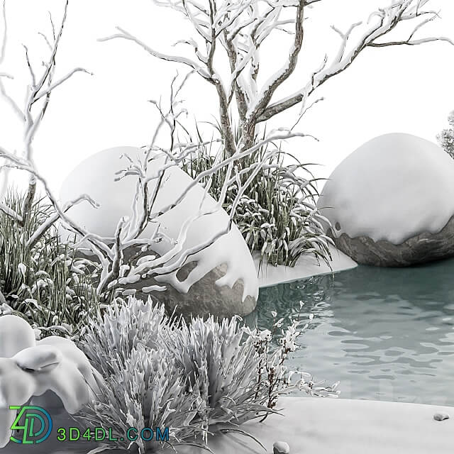 Landscape Furniture Snowy Lake Set 48 C Other 3D Models