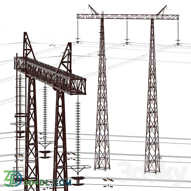 Transmission tower 500 kV 3D Models
