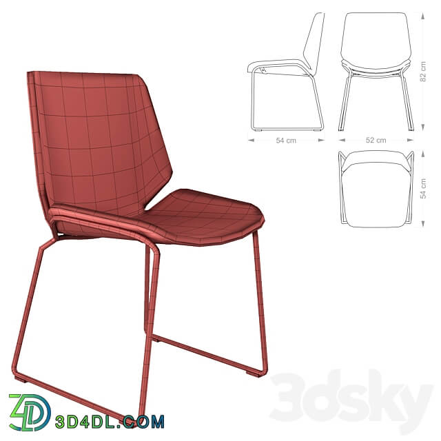 Mondrian poliform set01 Table Chair 3D Models