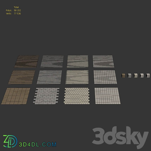 Natural stone set 05 3D Models