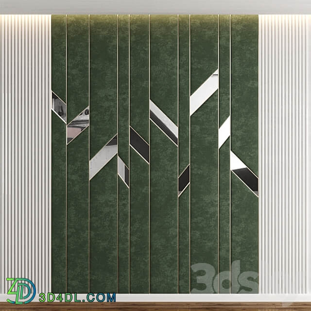 Headboard in green panels mirrors and MDF 3D panel 3D Models