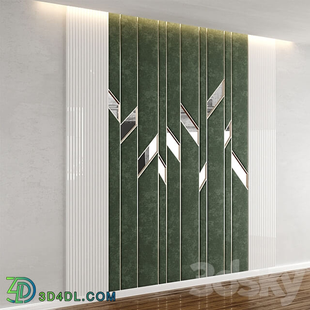 Headboard in green panels mirrors and MDF 3D panel 3D Models