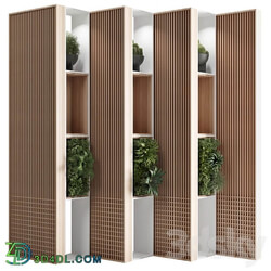 Wooden Partition With Plant 01 3D Models 