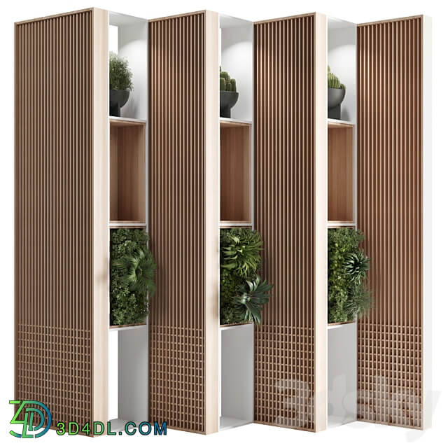 Wooden Partition With Plant 01 3D Models