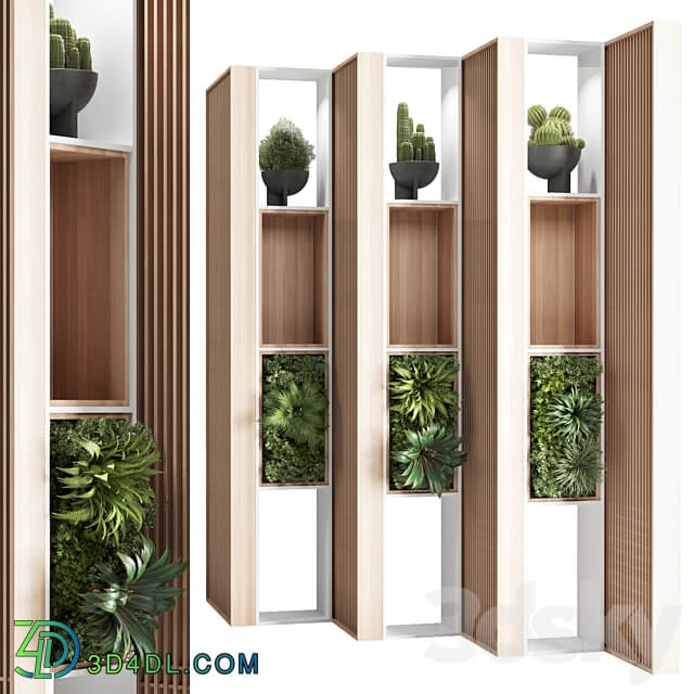 Wooden Partition With Plant 01 3D Models