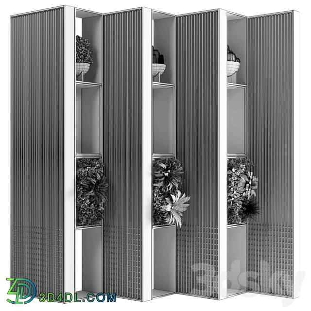 Wooden Partition With Plant 01 3D Models