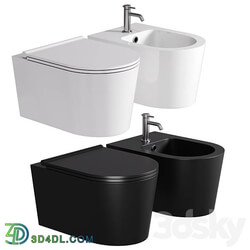 Saqu Trend compact hangtoilet randloos incl. toiletbril mat zwart 3D Models 