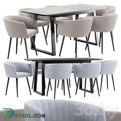 Alina dining chair and Sheffilton table Table Chair 3D Models 