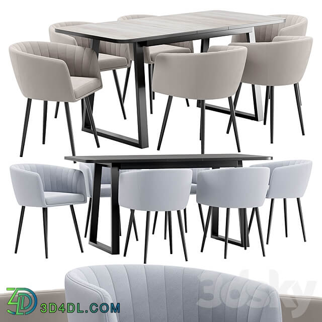 Alina dining chair and Sheffilton table Table Chair 3D Models