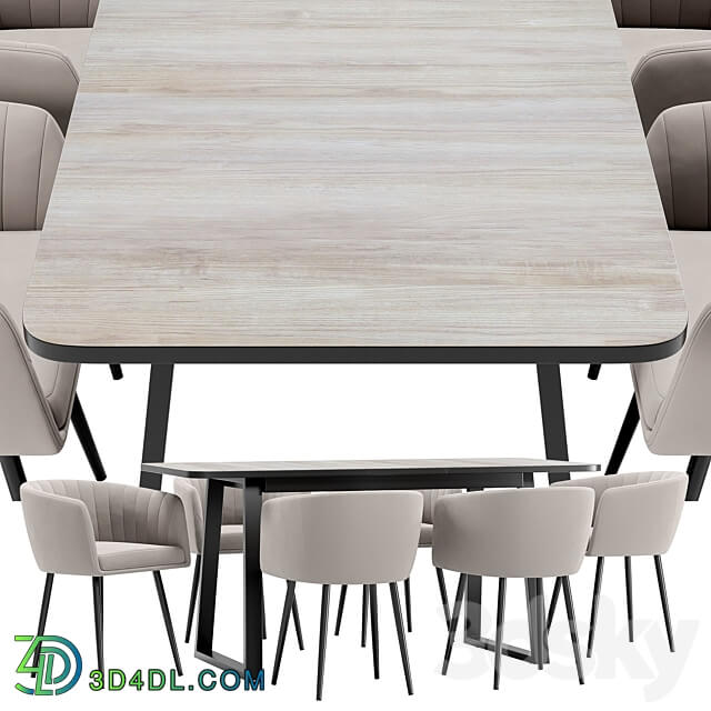 Alina dining chair and Sheffilton table Table Chair 3D Models