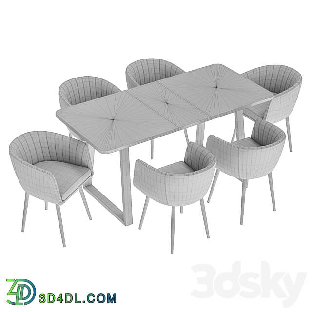 Alina dining chair and Sheffilton table Table Chair 3D Models