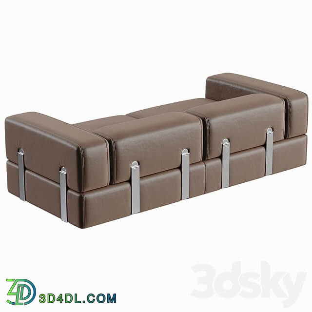 Daybed Sofa 711 by Tito Agnoli for Cinova in Brown Leather 3D Models