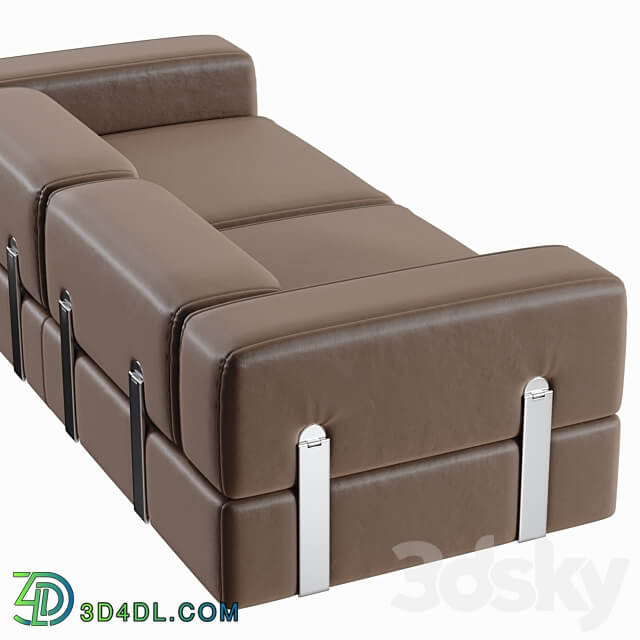 Daybed Sofa 711 by Tito Agnoli for Cinova in Brown Leather 3D Models