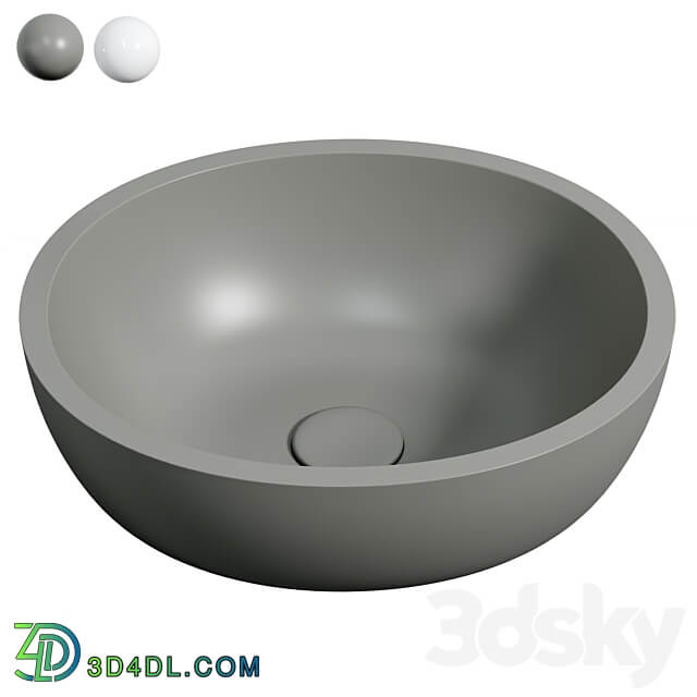 Waskom Solid Surface Asti Grigio exclusief kraan 3D Models