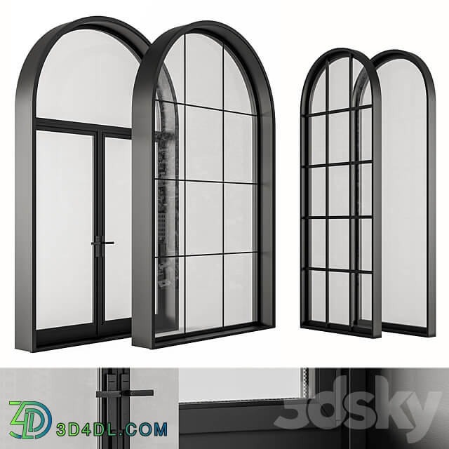 Black Modern Arched Window Windows Set 07 3D Models