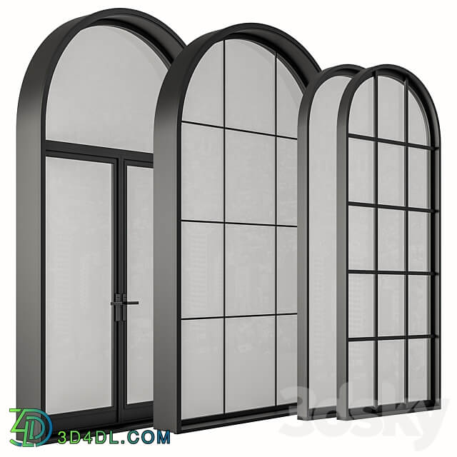 Black Modern Arched Window Windows Set 07 3D Models