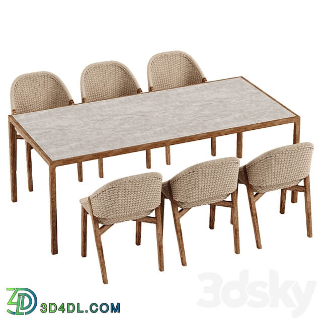 Tribu Elio chair Illum Teak table set Table Chair 3D Models