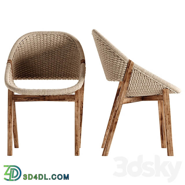 Tribu Elio chair Illum Teak table set Table Chair 3D Models