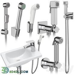 Hygienic shower Hansgrohe and Bossini set 158 3D Models 