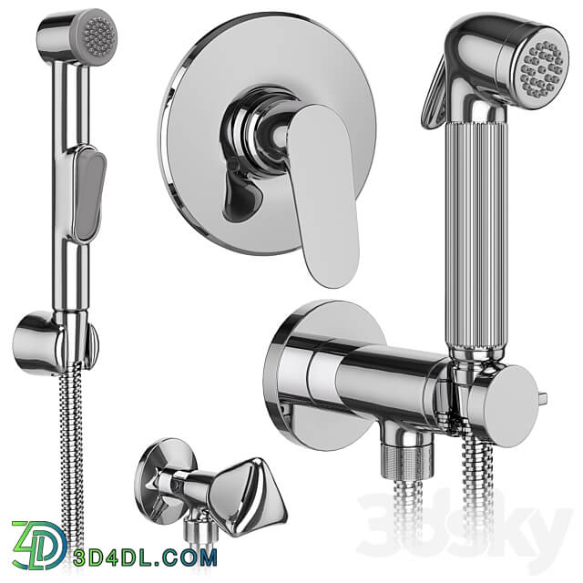 Hygienic shower Hansgrohe and Bossini set 158 3D Models