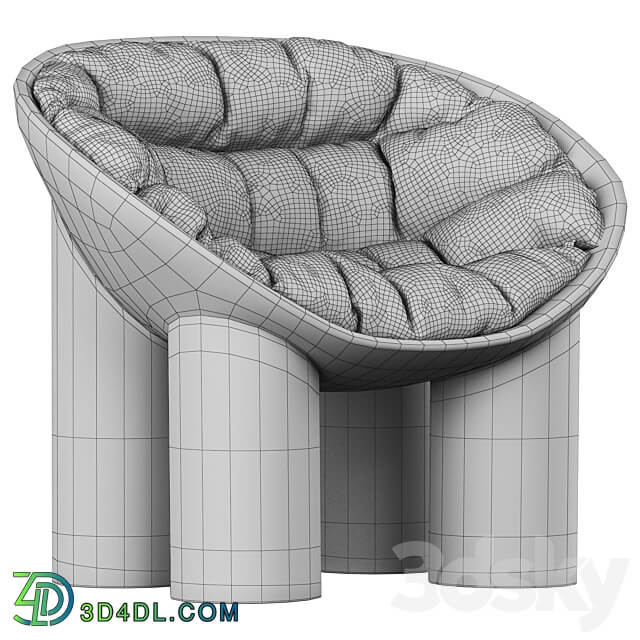 Roly Poly Polyethylene Armchair in Concrete with Cushions by Faye Toogood 3D Models