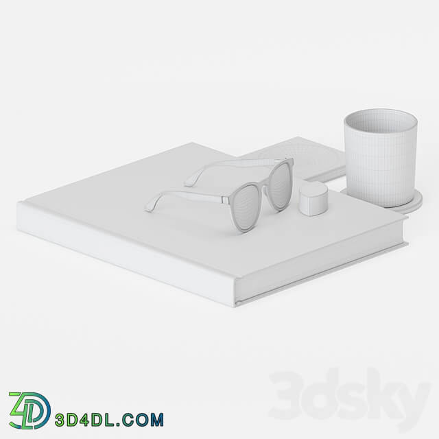 Decorative Set Glasses And Book 3D Models