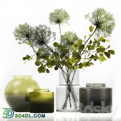 Bouquet 250. Green bouquet spring vase glass ikea hogweed branches eco design luxury decor leaves 3D Models 