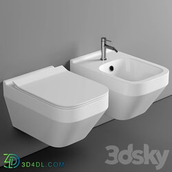 Cersanit Crea Square Clean On DPL EO slim wall hung toilet set Cersanit Link Pro installation system for toilet bowls 3D Models 