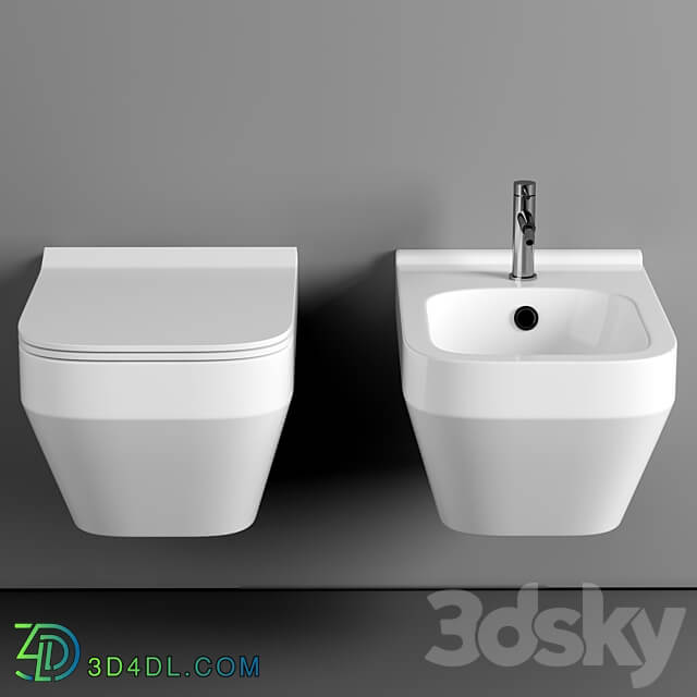 Cersanit Crea Square Clean On DPL EO slim wall hung toilet set Cersanit Link Pro installation system for toilet bowls 3D Models