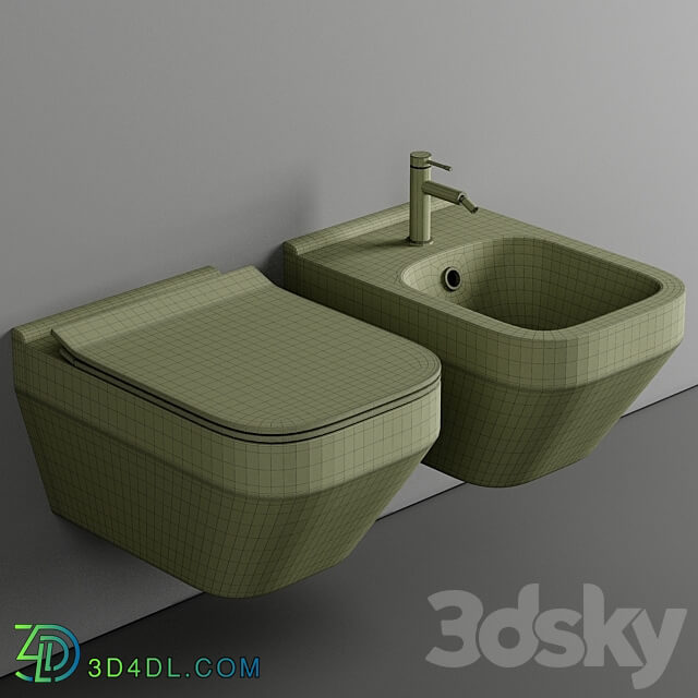 Cersanit Crea Square Clean On DPL EO slim wall hung toilet set Cersanit Link Pro installation system for toilet bowls 3D Models