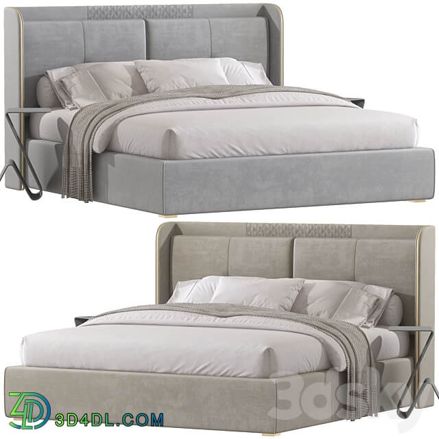 White Wingback Bed 102 Bed 3D Models