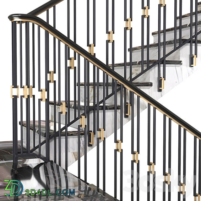 Modern stair staircase in Art Deco style. 3D Models