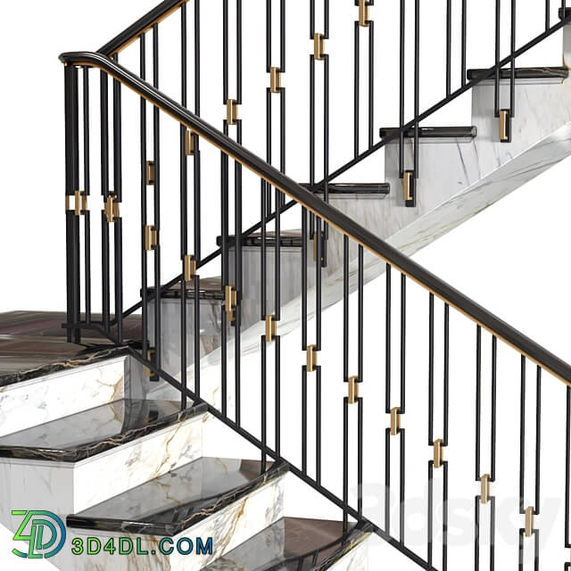 Modern stair staircase in Art Deco style. 3D Models